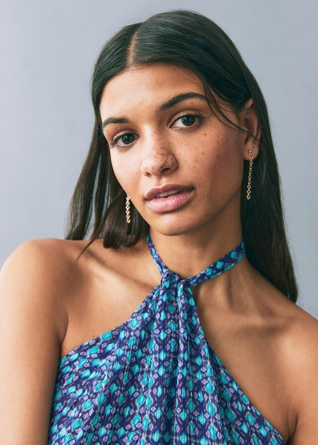 Mango Top Estampado Cuello Halter