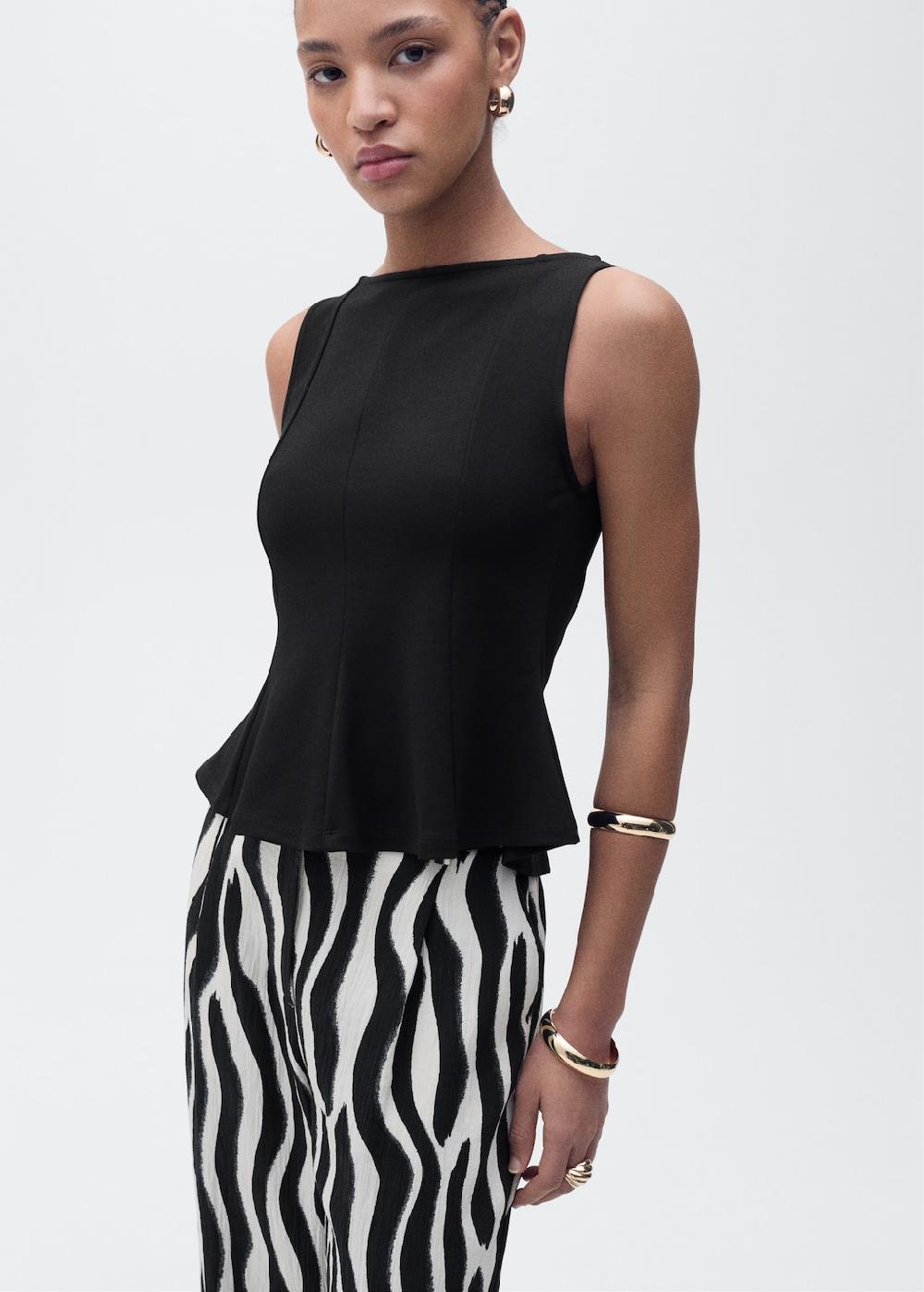 Mango Top evasé cuello barco