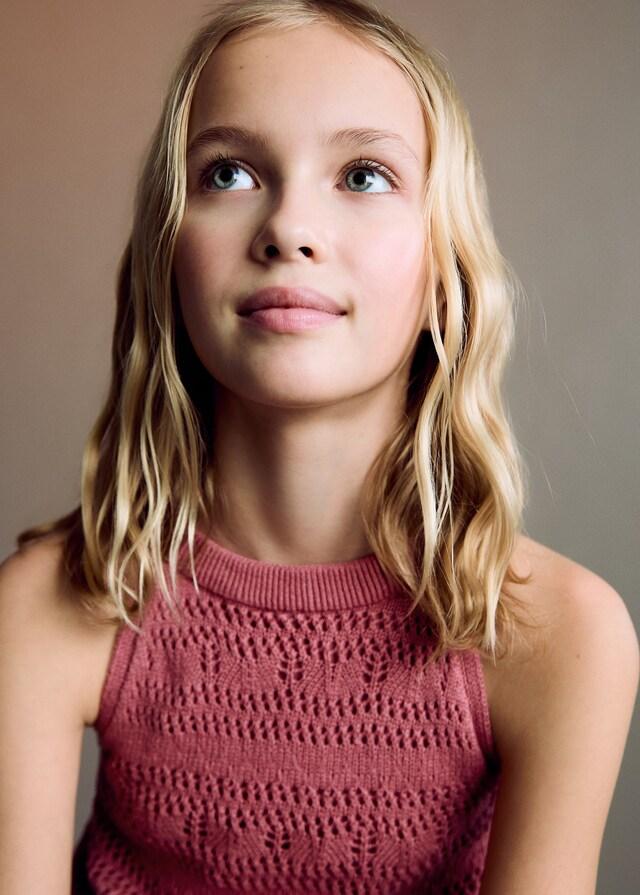 Mango Top Punto Calado Algodón