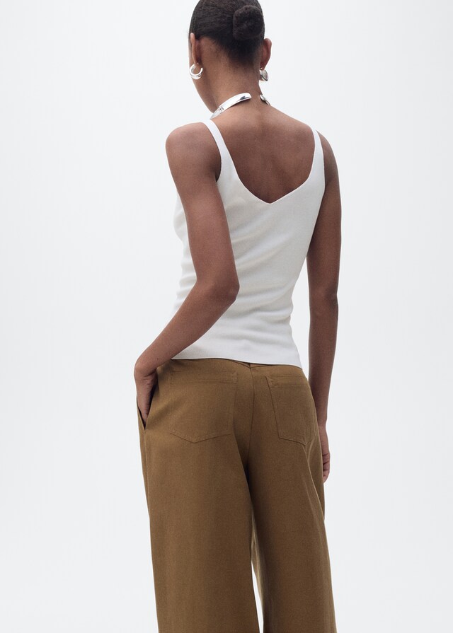 Mango Top Punto Cuello Pico