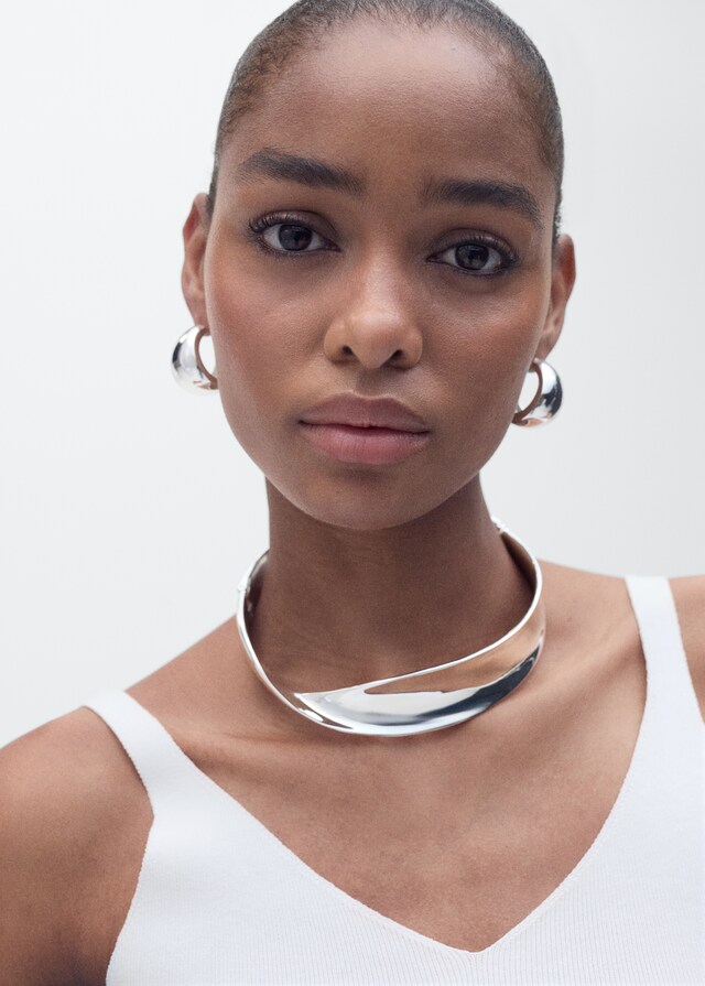 Mango Top Punto Cuello Pico