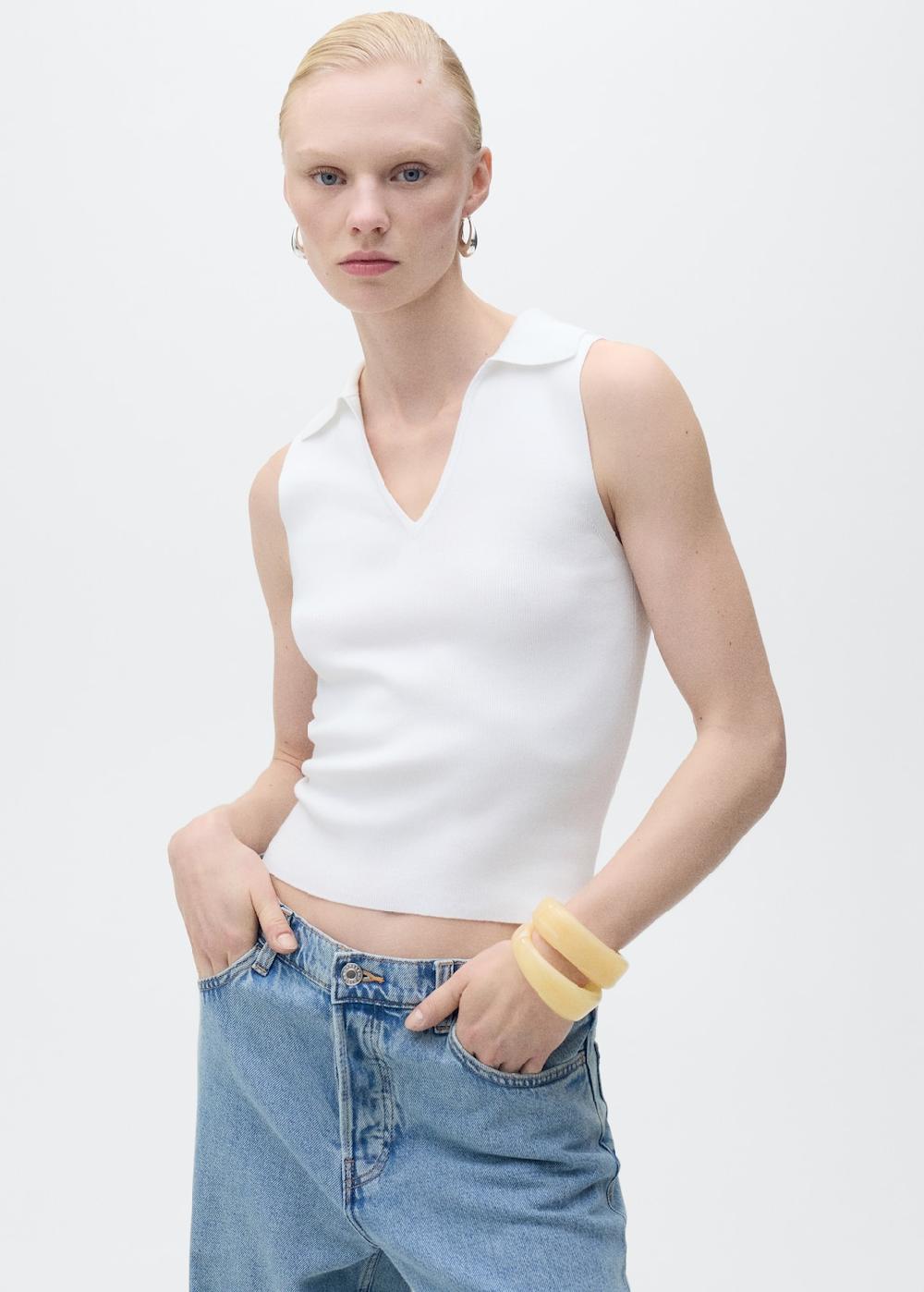 Mango Top punto cuello polo