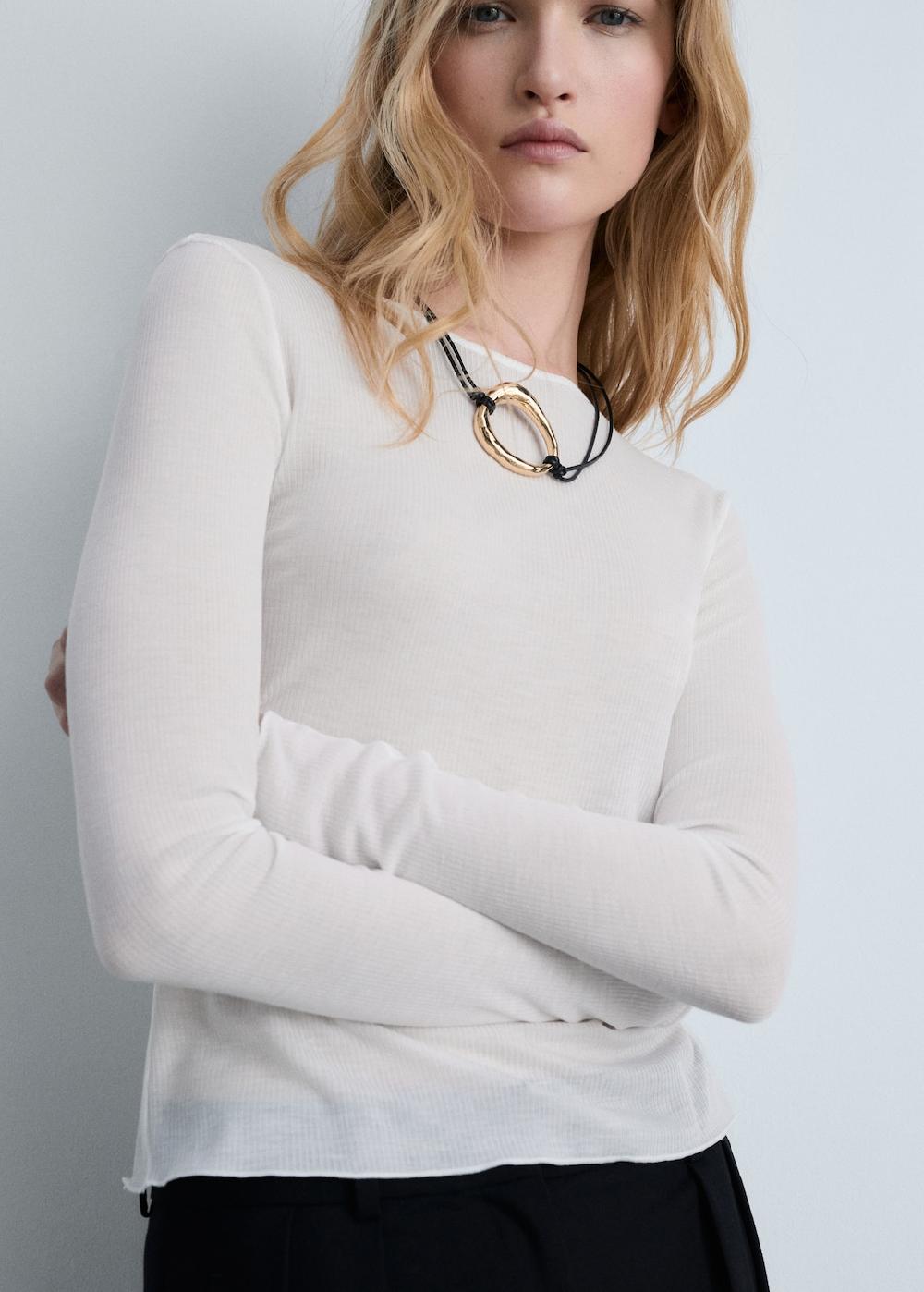 Mango Top punto fino canalé