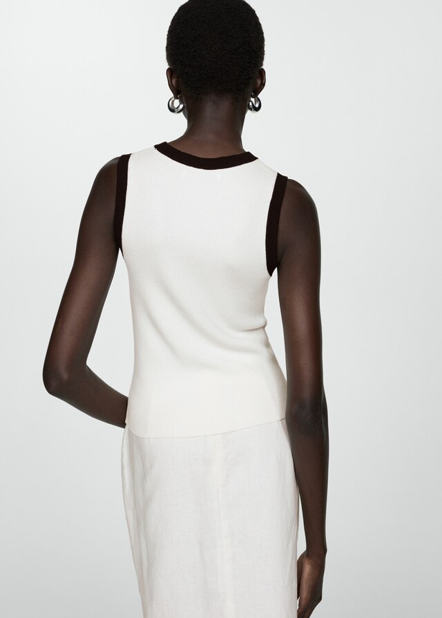 Mango Top Punto Ribetes En Contraste