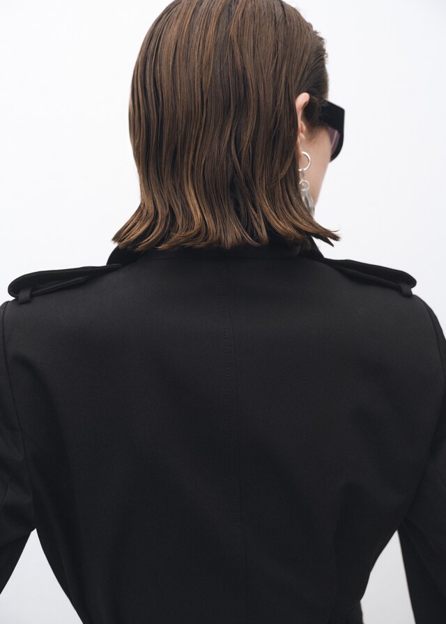 Mango Trench Algodón Doble Botonadura