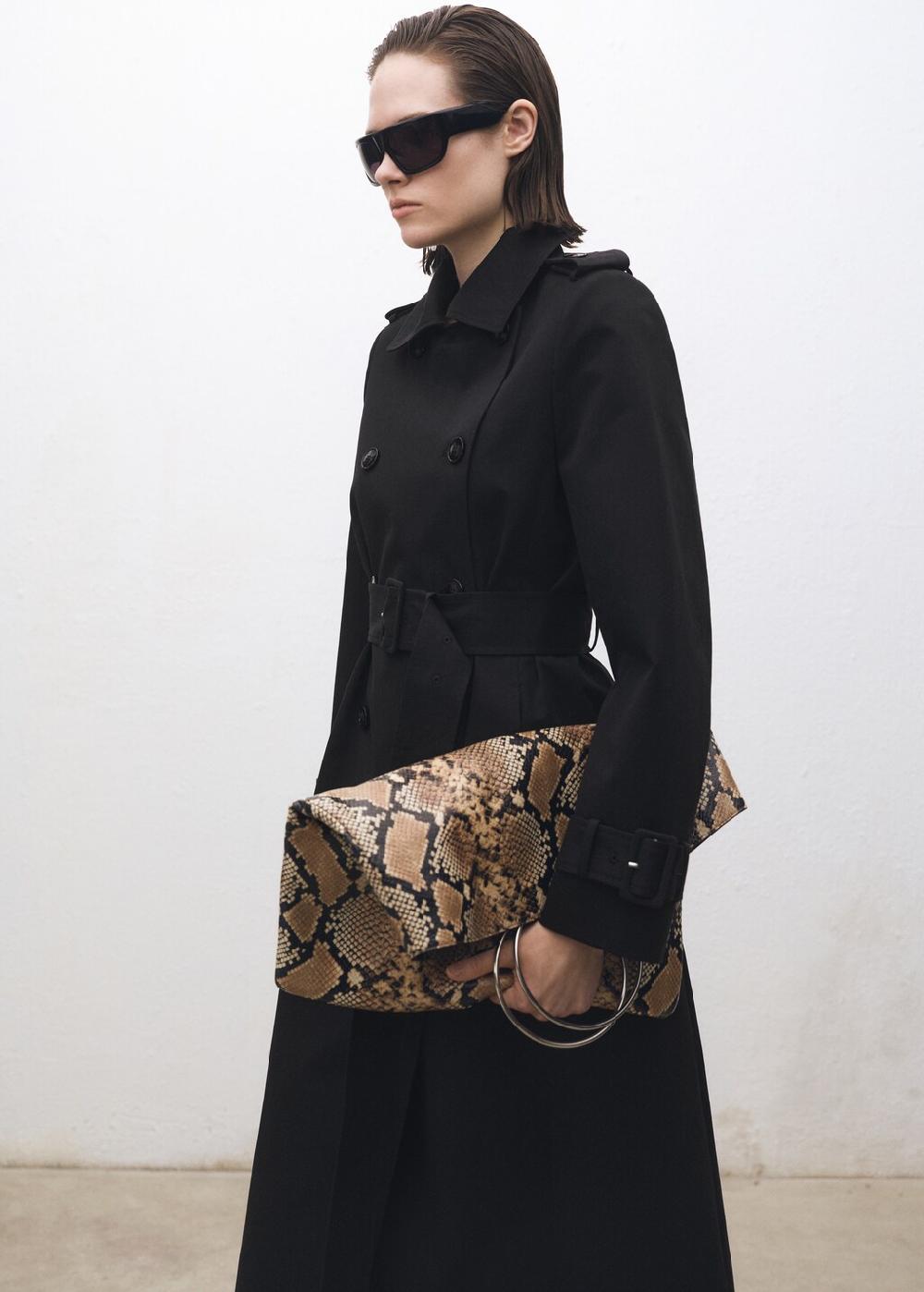 Mango Trench algodón doble botonadura