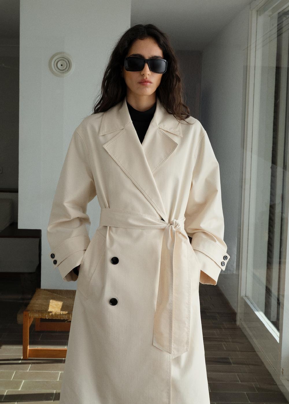 Mango Trench largo oversize doble botonadura