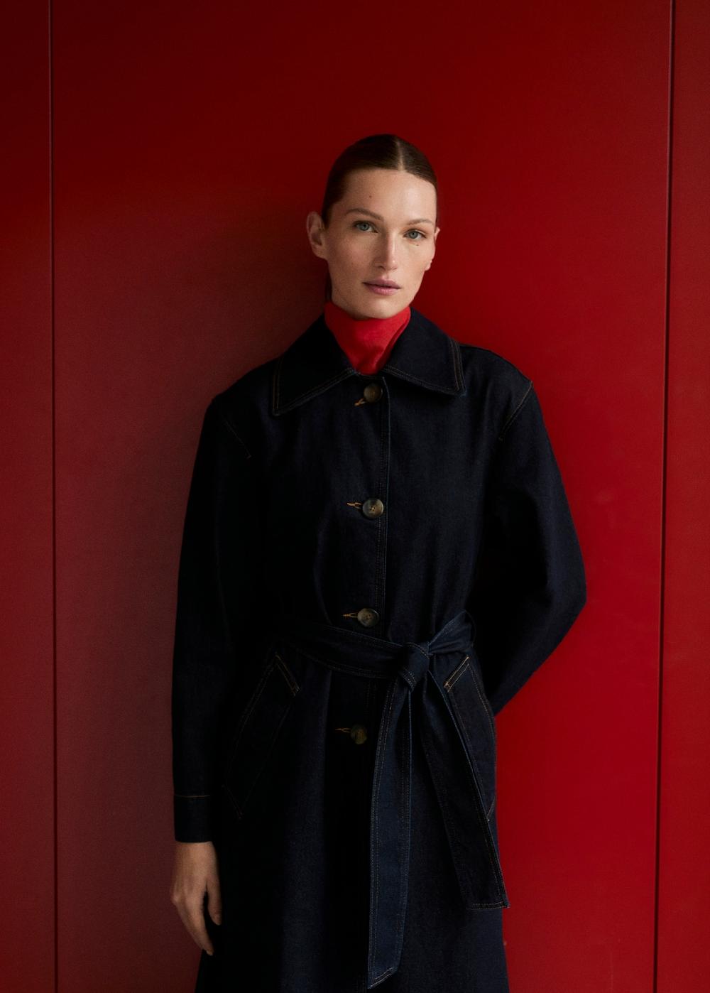 Mango Trench largo vaquero rinse wash