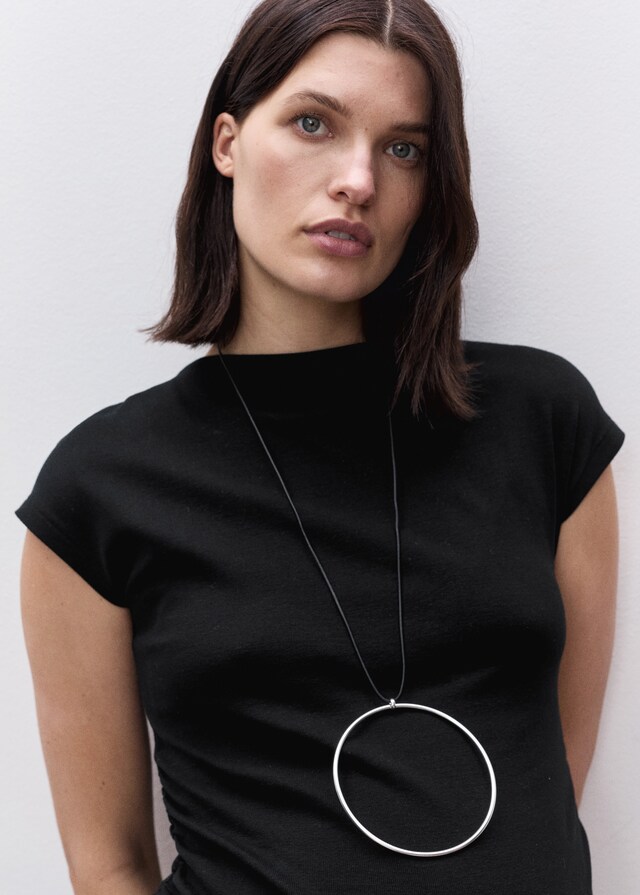 Mango Vestido Algodón Fruncidos Laterales