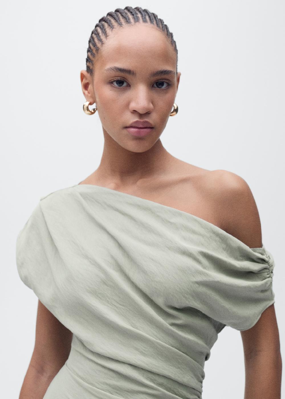 Mango Vestido corto drapeado asimétrico