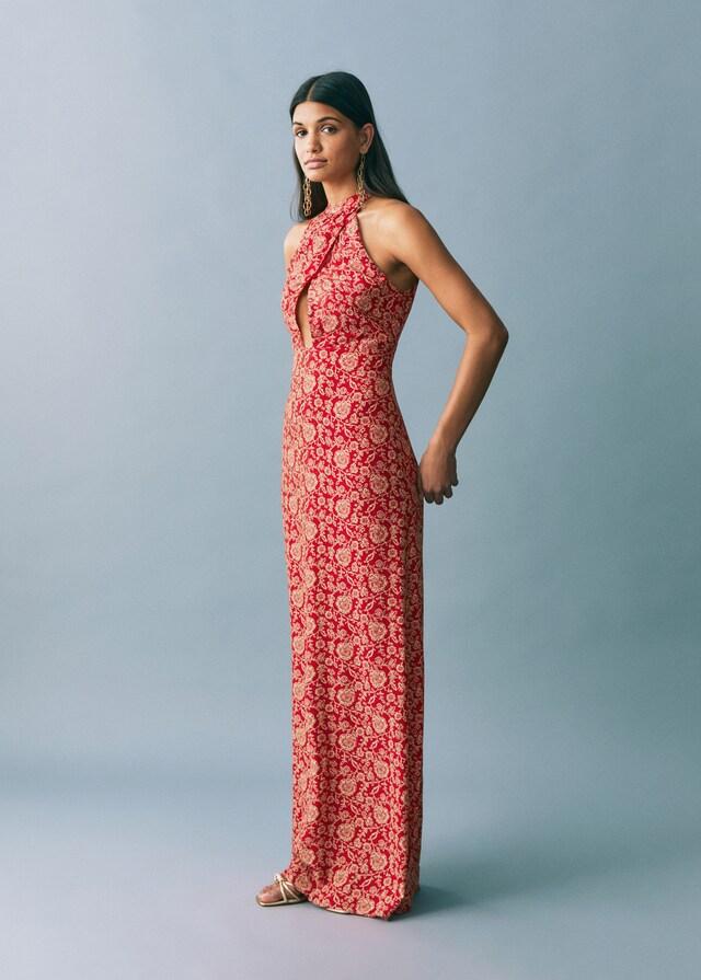 Mango Vestido Estampado Cuello Halter