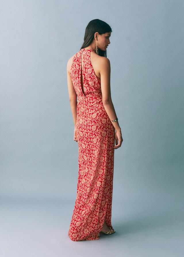 Mango Vestido Estampado Cuello Halter