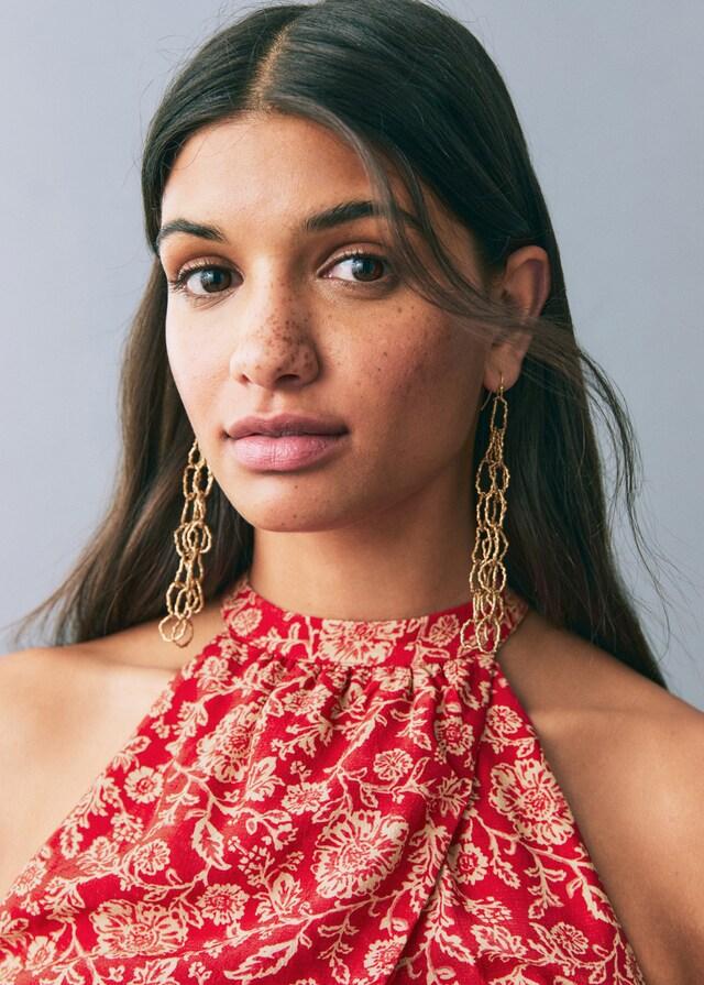 Mango Vestido Estampado Cuello Halter