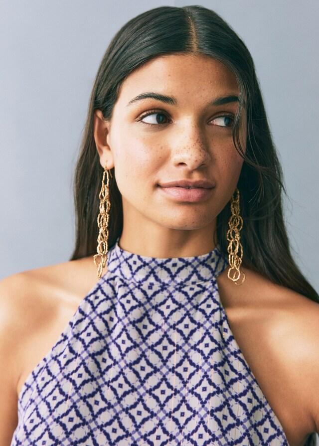 Mango Vestido Estampado Cuello Halter