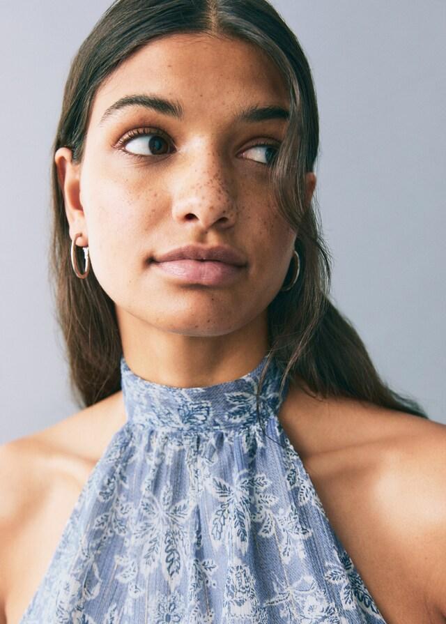 Mango Vestido Estampado Cuello Halter