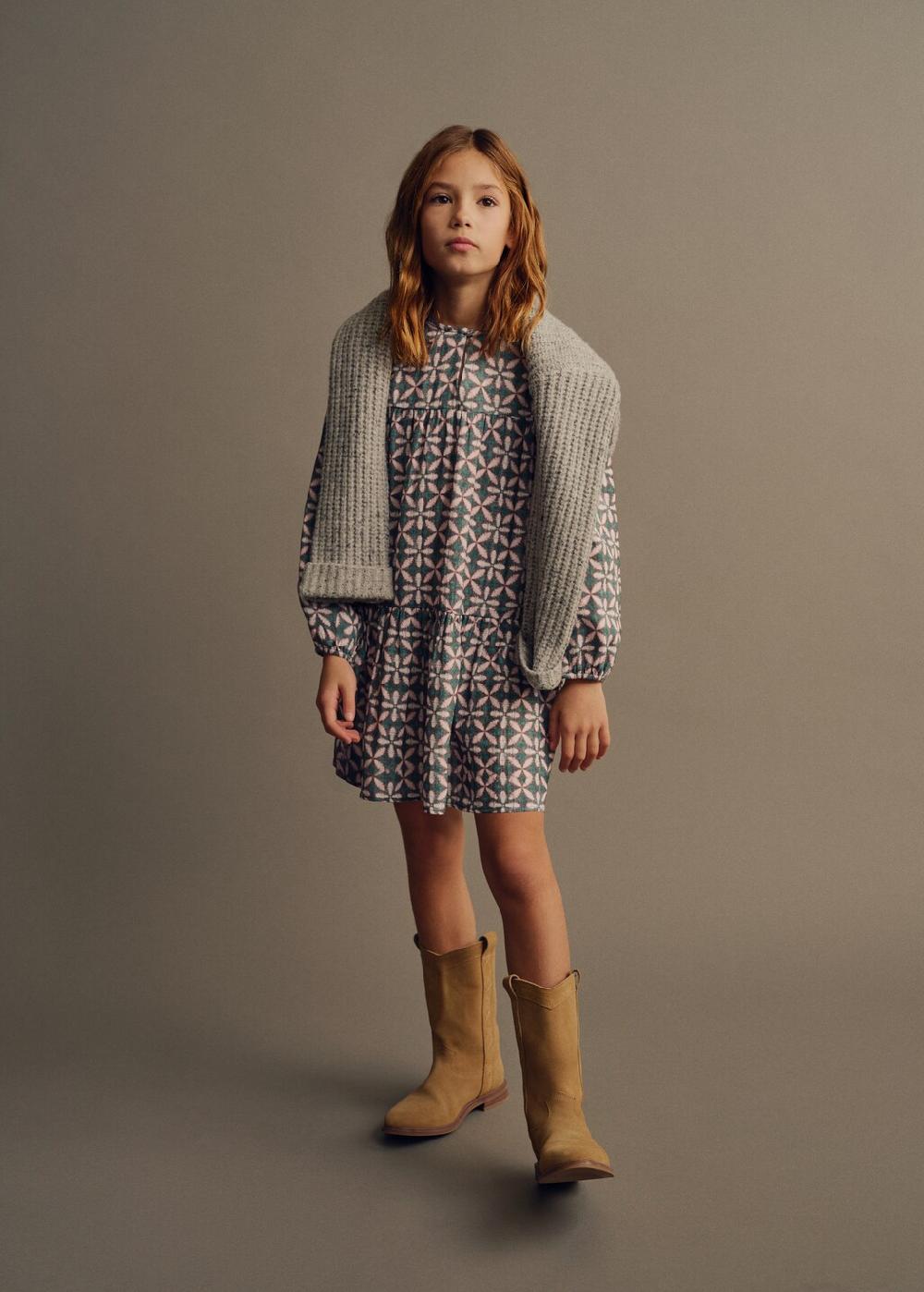 Mango Vestido estampado volantes