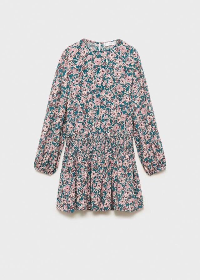 Mango Vestido Flores Detalle Fruncido