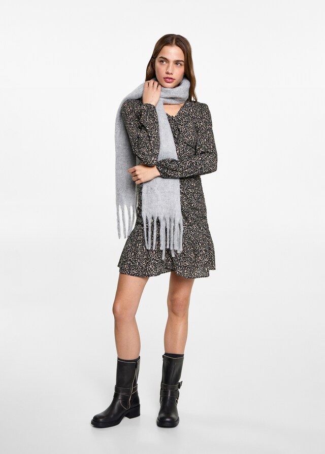 Mango Vestido Fruncido Estampado