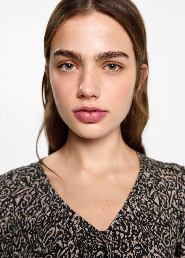 Mango Vestido Fruncido Estampado