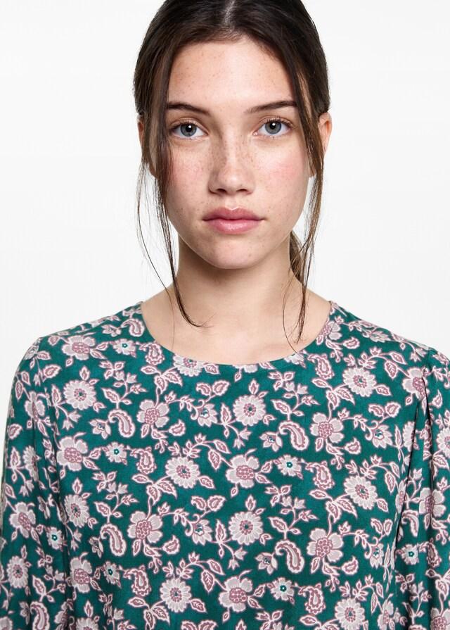 Mango Vestido Fruncido Estampado Letras