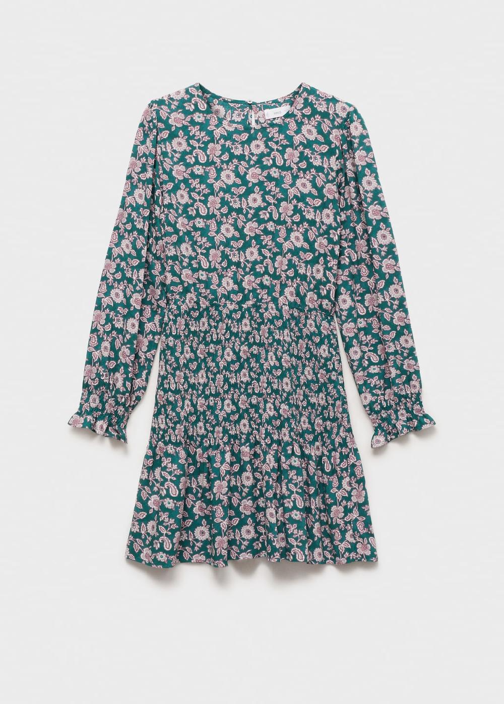 Mango Vestido fruncido estampado letras