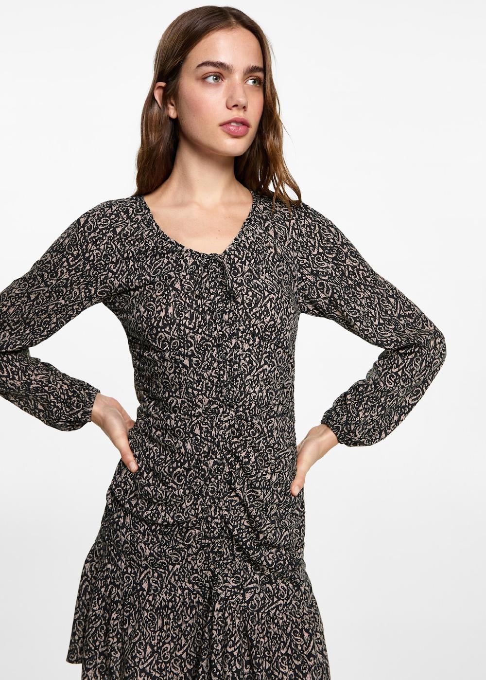 Mango Vestido fruncido estampado