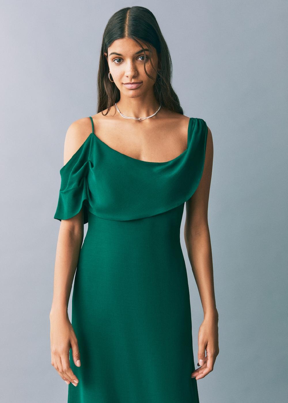 Mango Vestido gasa asimétrico volante