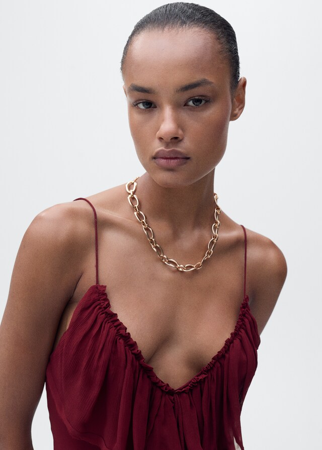 Mango Vestido Gasa Detalle Volantes