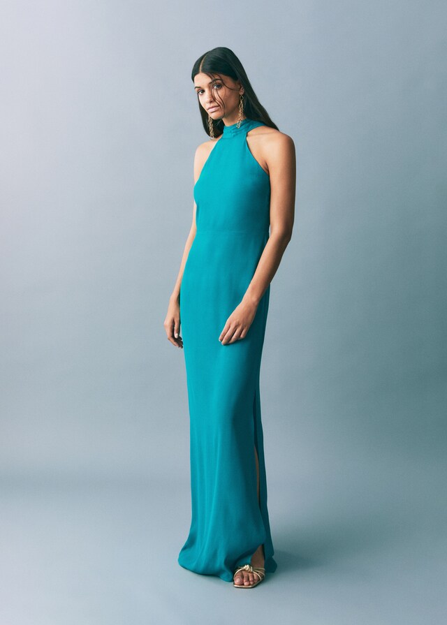 Mango Vestido Largo Cuello Halter