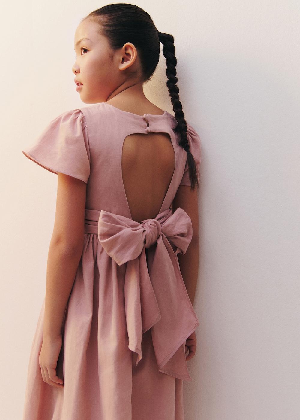 Mango Vestido lino abertura espalda