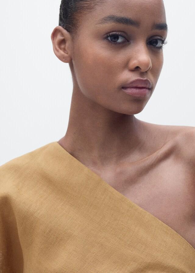 Mango Vestido Lino Asimétrico