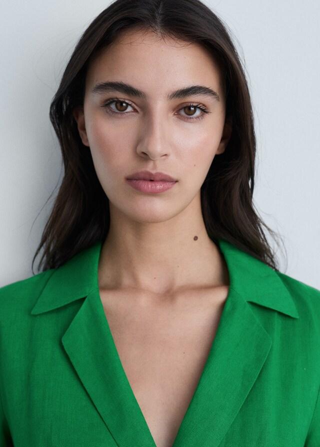 Mango Vestido Lino Cinturón