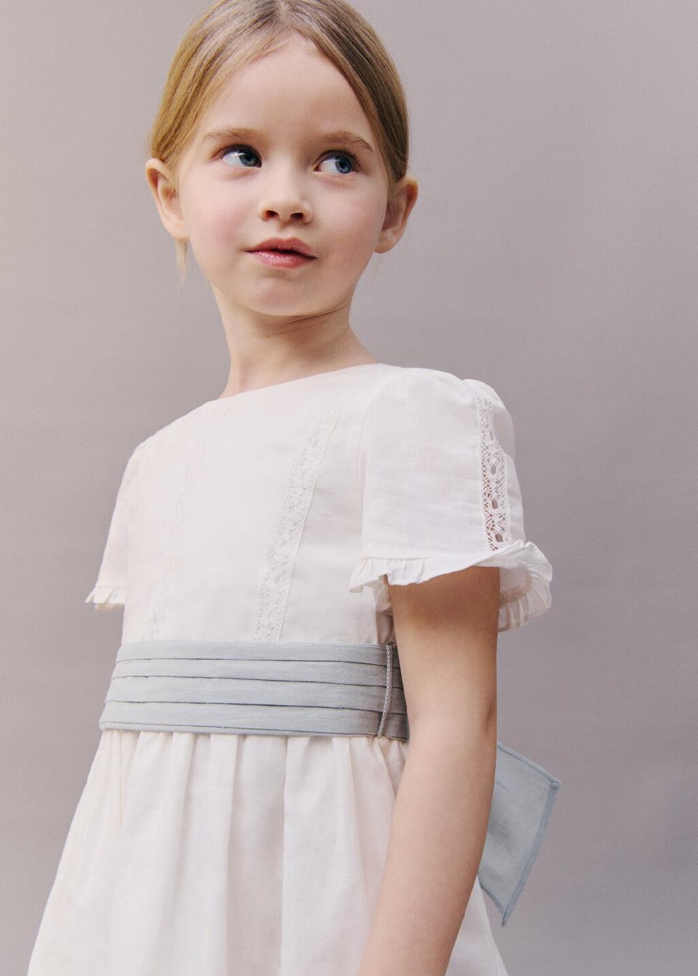 Mango Vestido lino lazo