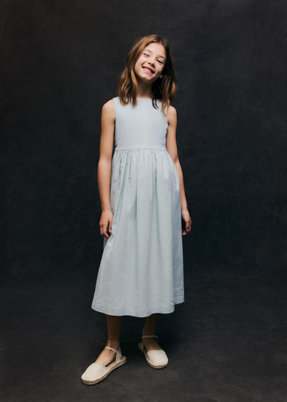 Mango Vestido lino lazos