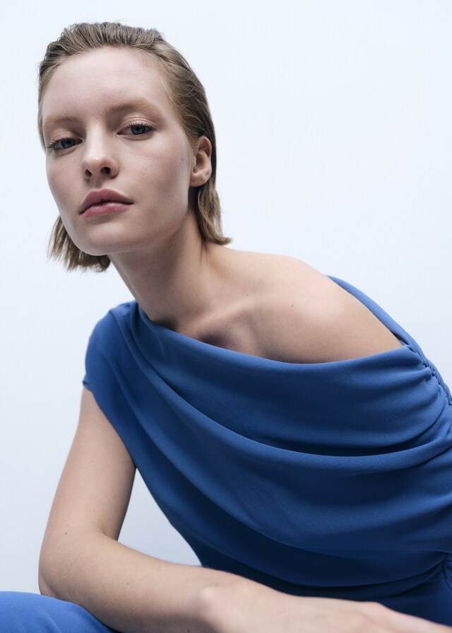 Mango Vestido Midi Cuello Asimétrico