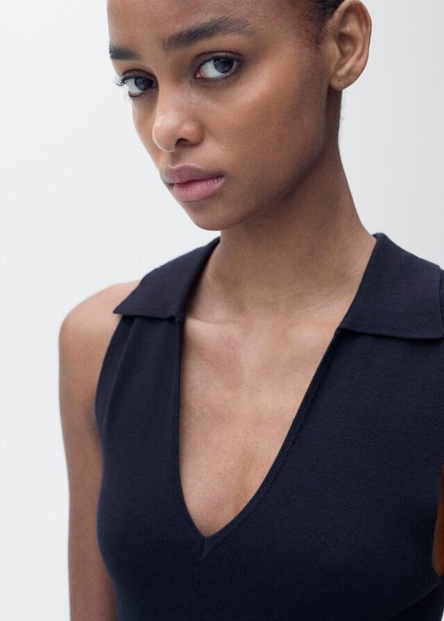 Mango Vestido Midi Punto Solapas