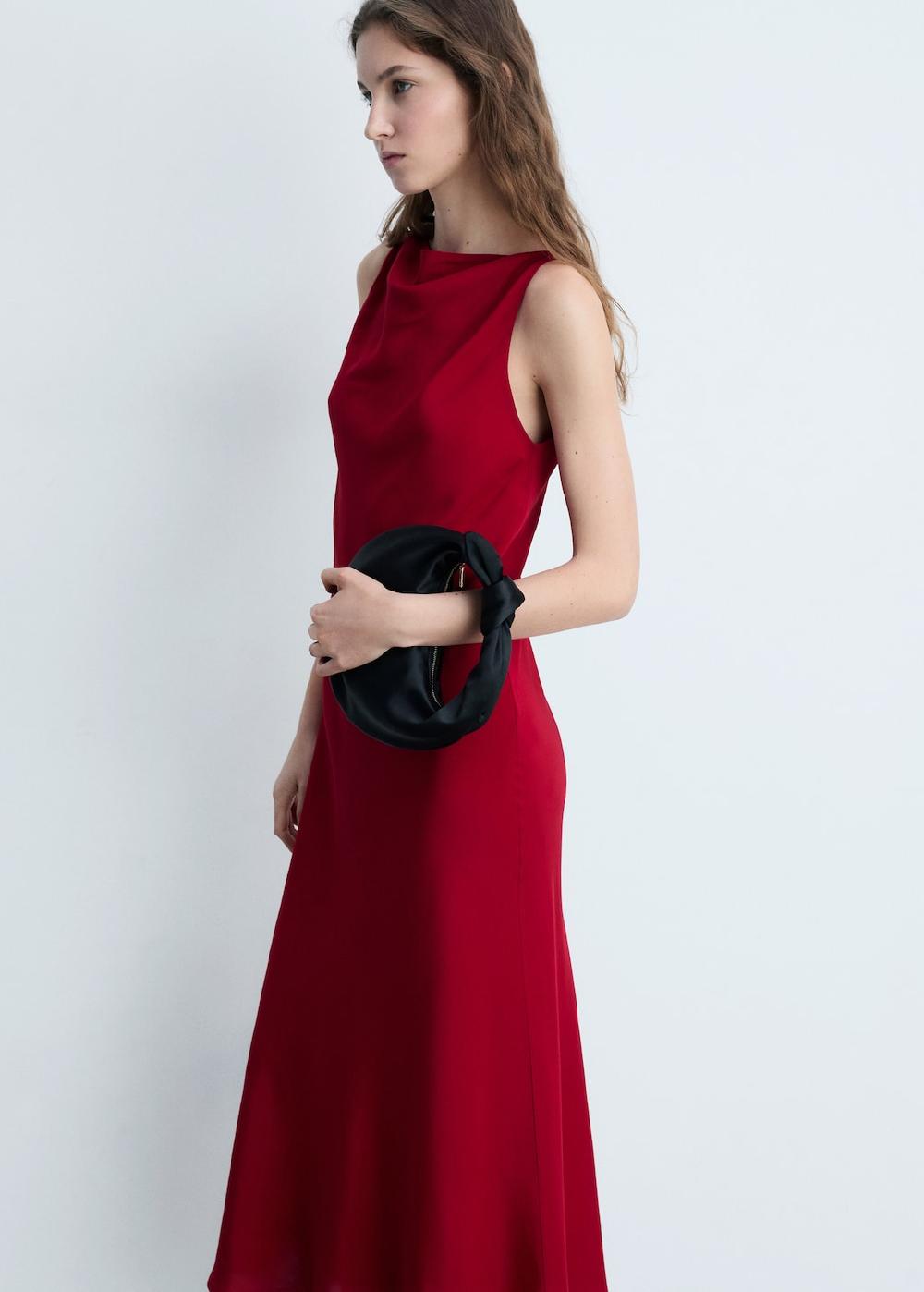 Mango Vestido midi satinado