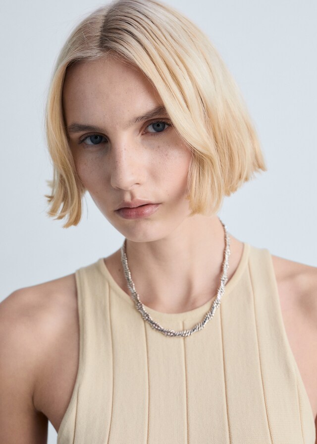 Mango Vestido Plisado Punto