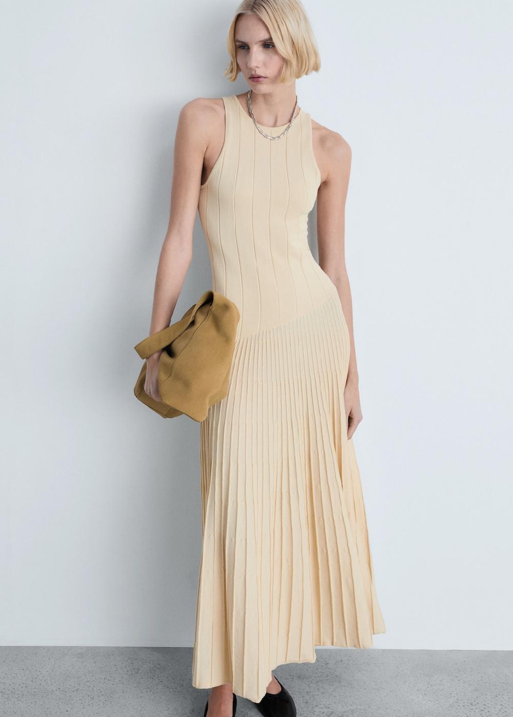 Mango Vestido plisado punto