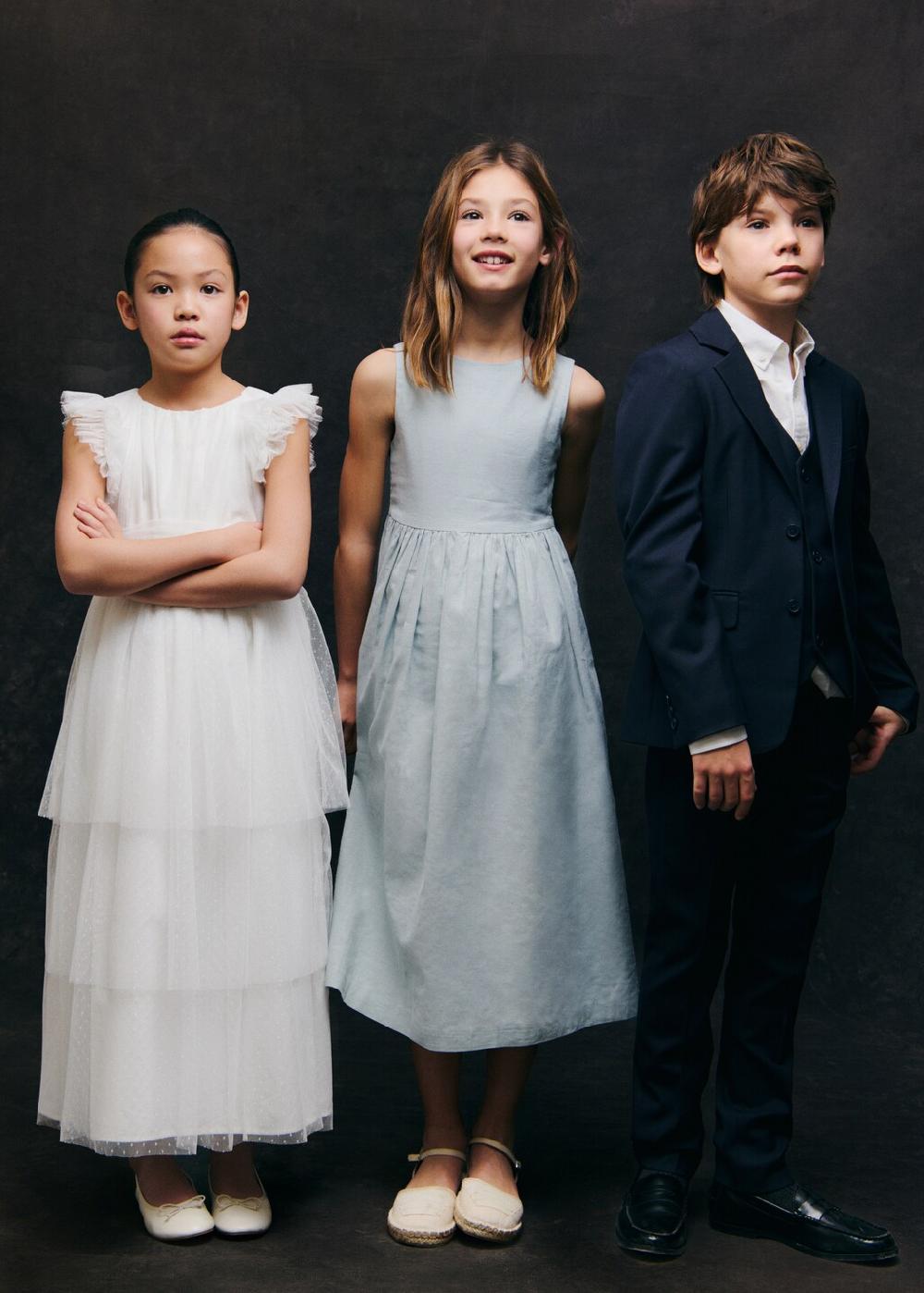 Mango Vestido plumeti volantes