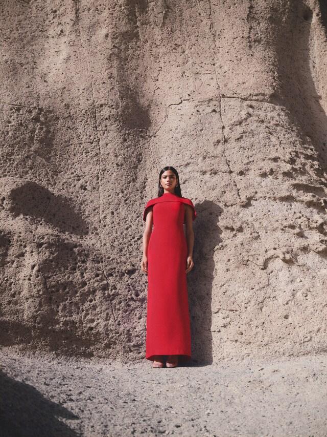 Mango Vestido Recto Cuello Capa