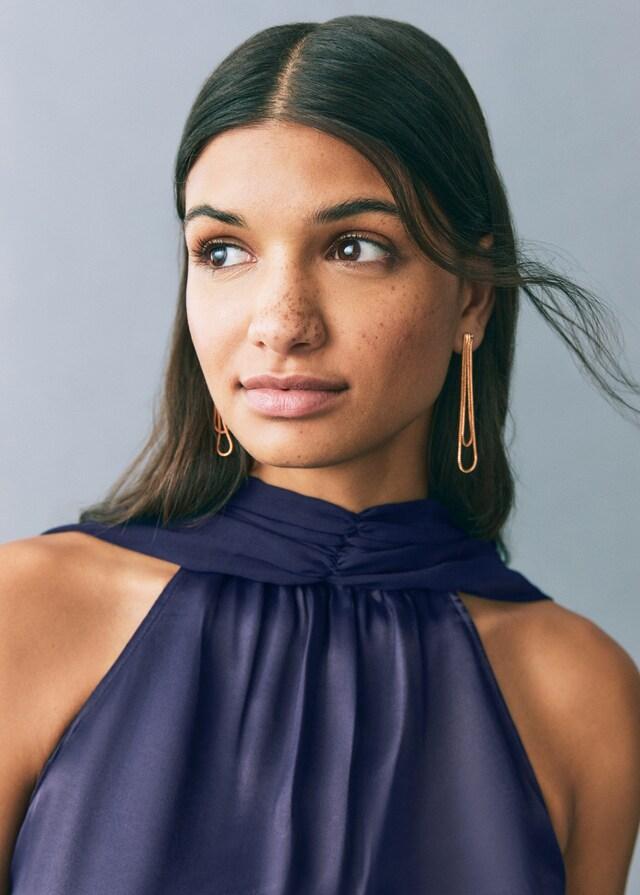 Mango Vestido Satinado Cuello Halter