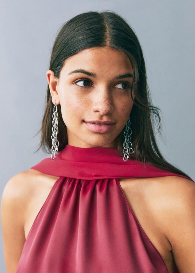 Mango Vestido Satinado Cuello Halter