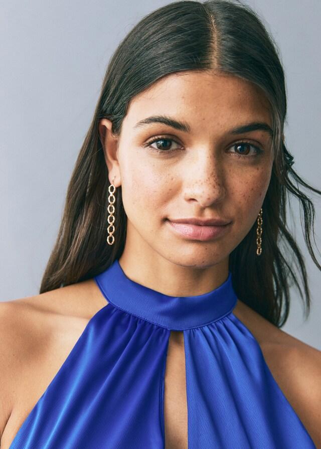 Mango Vestido Satinado Cuello Halter