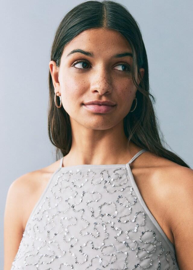 Mango Vestido Tul Cristales