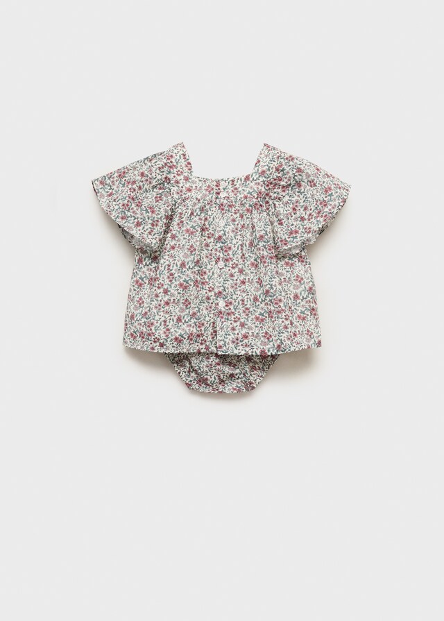 Mango Vestido Y Ranita Algodón Estampado De Flores