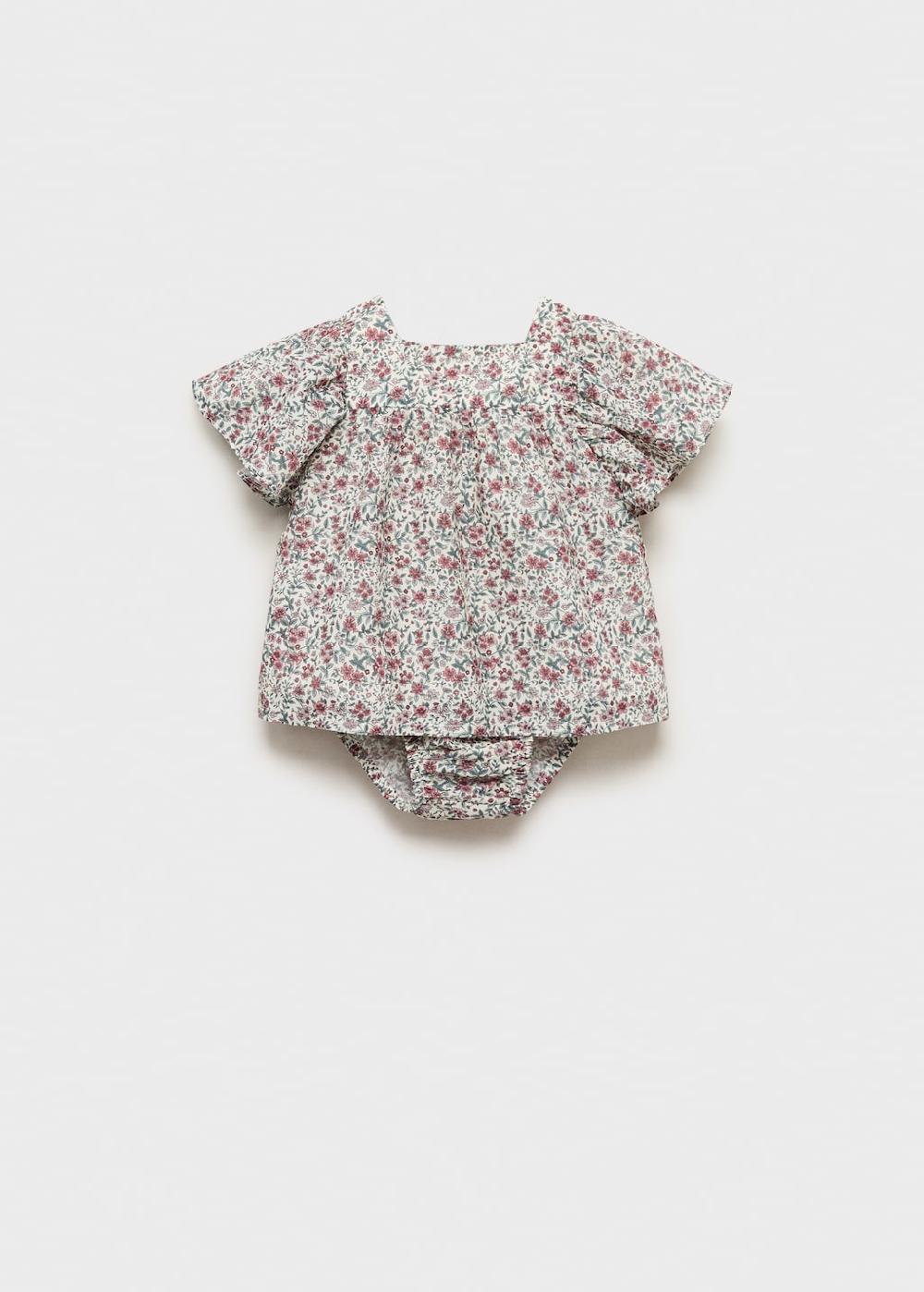 Mango Vestido y ranita algodón estampado de flores