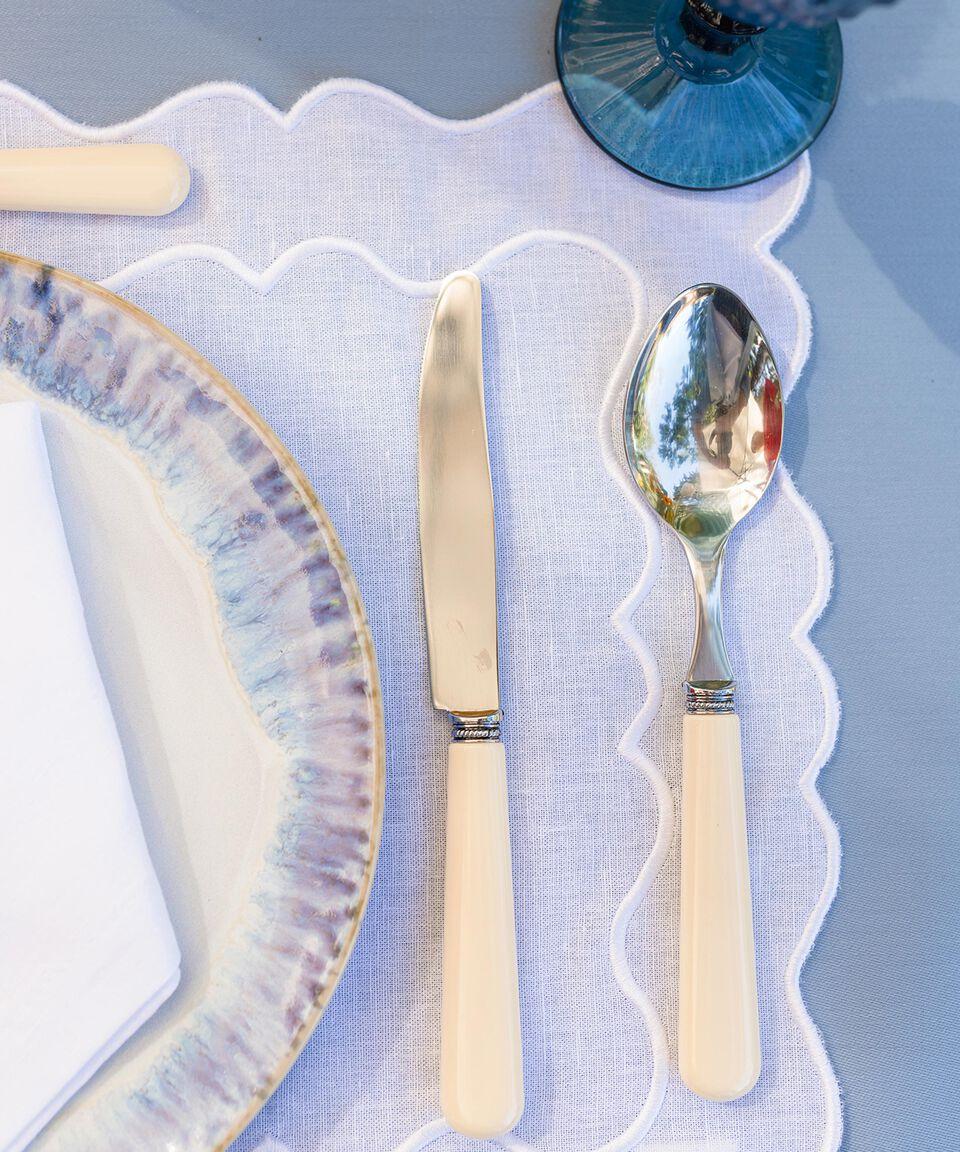 Aida Mantel Individual Ondulado Rectangular Blanco