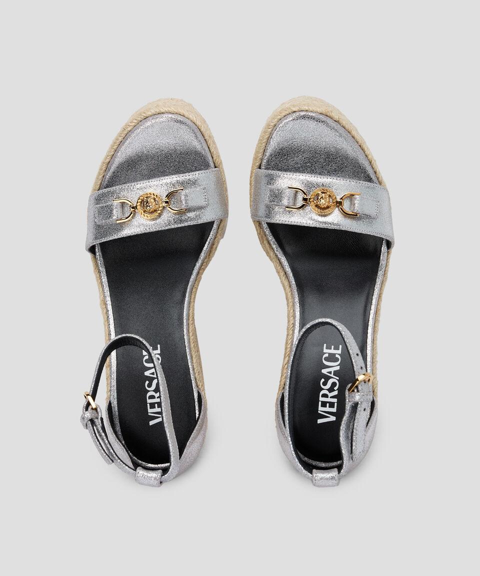 Versace Alpargatas De Cuña Alta Espadrilles En Piel Mujer