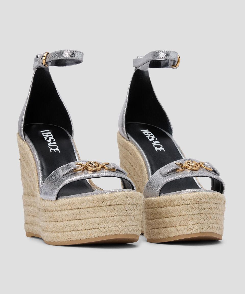 Versace Alpargatas De Cuña Alta Espadrilles En Piel Mujer